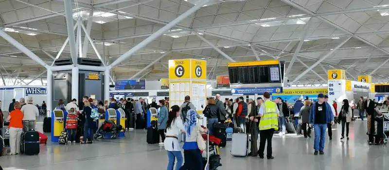 Stansted Airport terminal building with its lattice roof